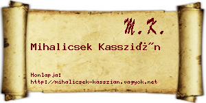 Mihalicsek Kasszián névjegykártya